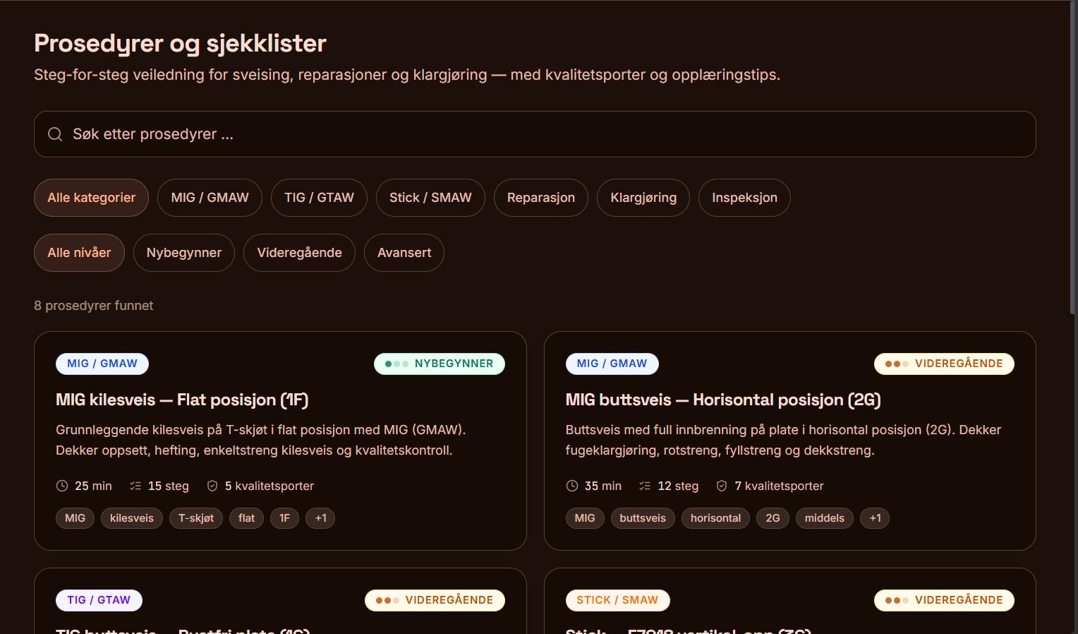 Prosedyrar og sjekklister i ArcPilot